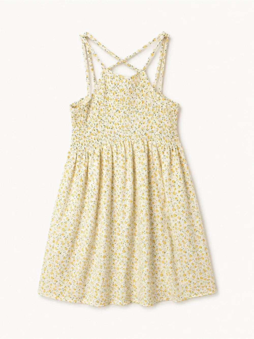 Zara Yellow Floral Smocked Strappy Dress for Kids